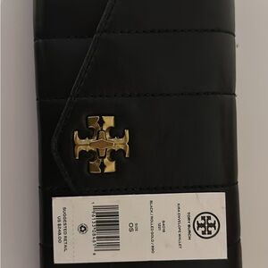 Tory Burch Black Wallet with Gold Emblem